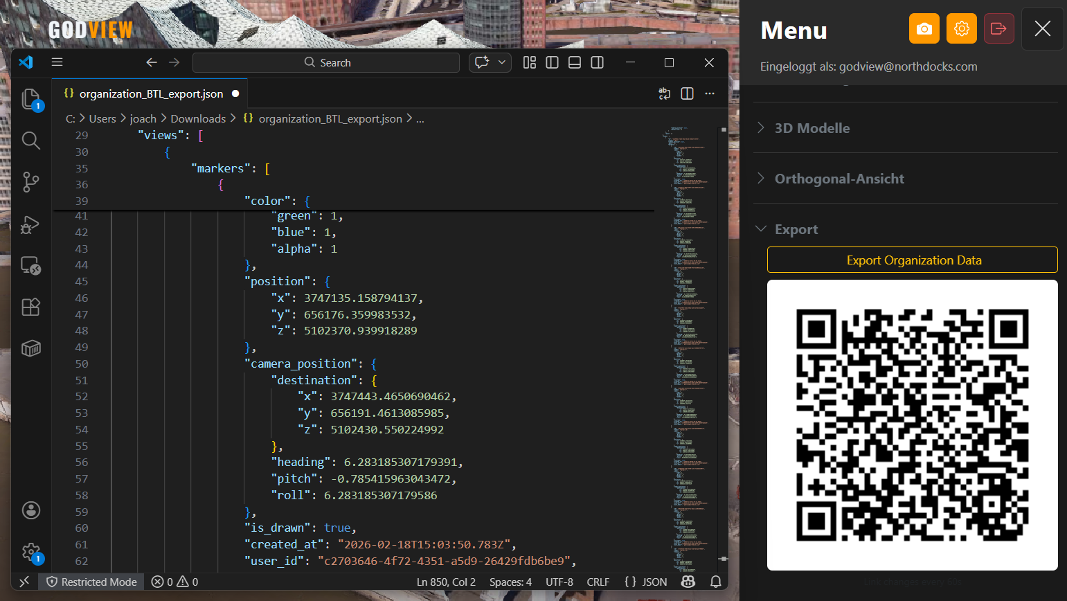 GodView VR export – one-click export of digital twin scenes to VR and QR code sharing for on-site experience